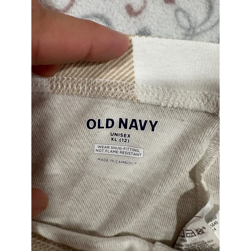 Old Navy Unisex Kids XL 12 Pajama Pants Tan White Buffalo Plaid Cotton Leggings